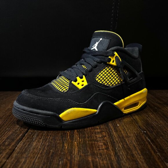 Jordan 4 Yellow Thunders Black and Yellow Sneakers - Picture 4 of 6